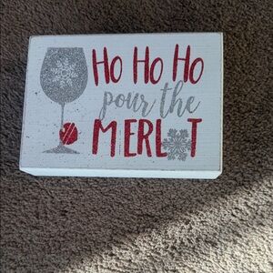 Holiday Wine Decor Sign - Red and Silver